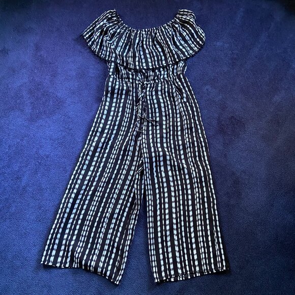 Roz & Ali Pants - Like New Roz & Ali Striped Off-Shoulder Wide-Leg Jumpsuit Women’s Sz M